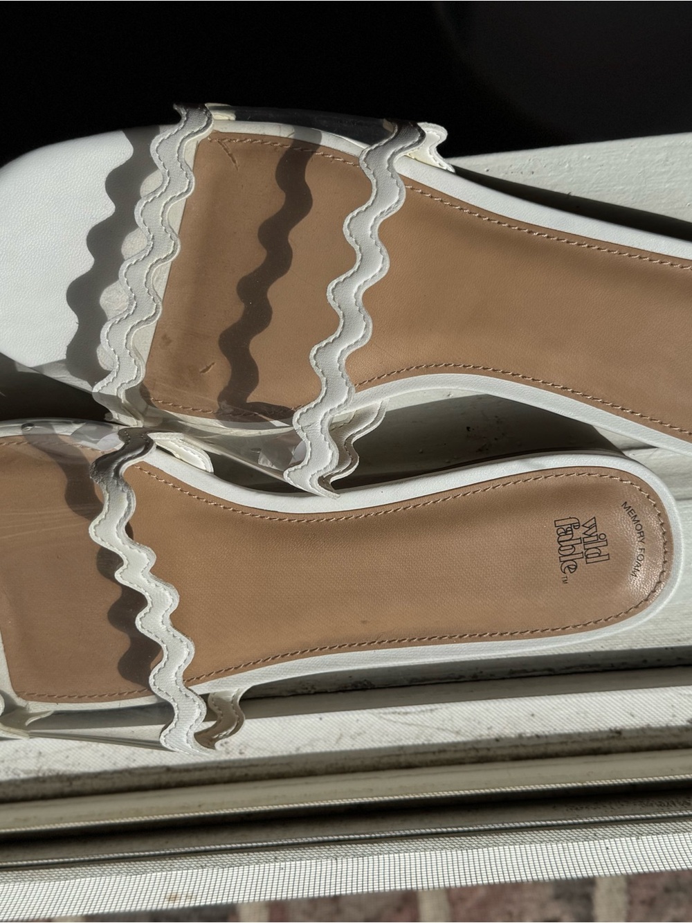 wild fable White Scalloped Slide Sandals